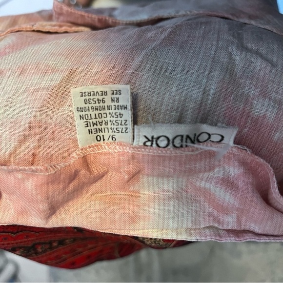 Vintage Condor Lightweight Linen Blend Pink Short Sleeve Blouse Size 9/10 (S/M) - Picture 10 of 11